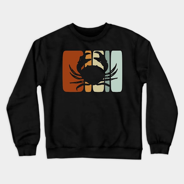 Crab Vintage Retro Animal Cake Wildlife Crewneck Sweatshirt by DesignatedDesigner